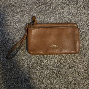 Coach Brown Leather Wristlet